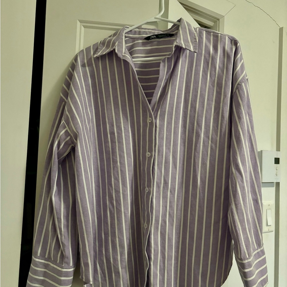 Zara Purple Striped Shirt